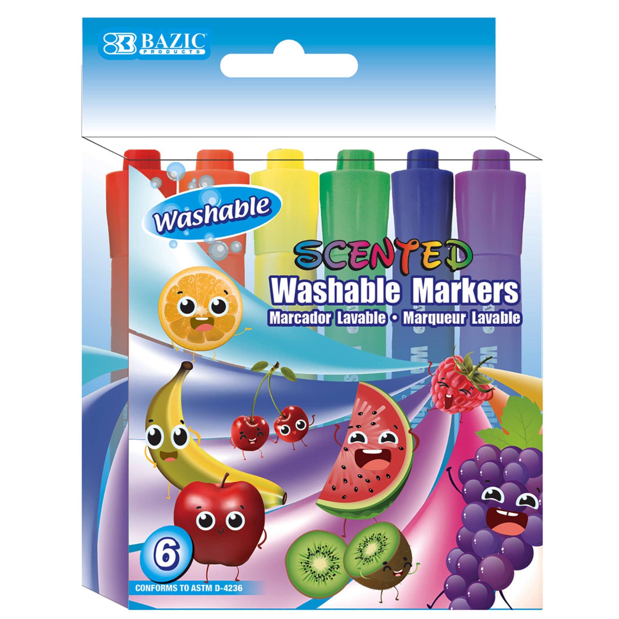 6 Packs: 12 Packs 6 ct. (432 total) BAZIC® Scented Washable Markers